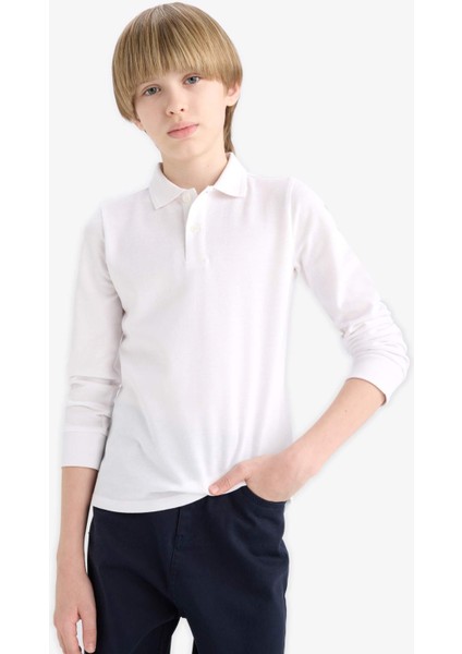 Erkek Çocuk Polo Yaka Pike Uzun Kollu Okul Tişörtü L0288A625AU