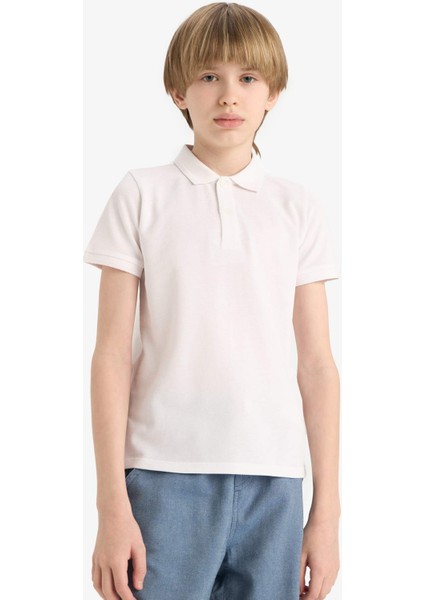 Erkek Çocuk Polo Yaka Basic Düz Pike Kısa Kollu Okul Tişörtü K1689A625AU