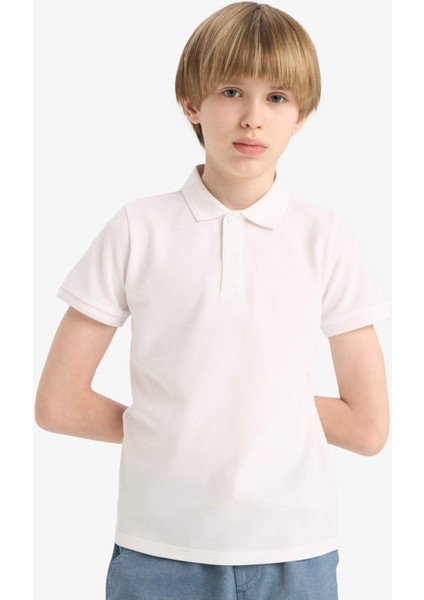Erkek Çocuk Polo Yaka Basic Düz Pike Kısa Kollu Okul Tişörtü K1689A625AU