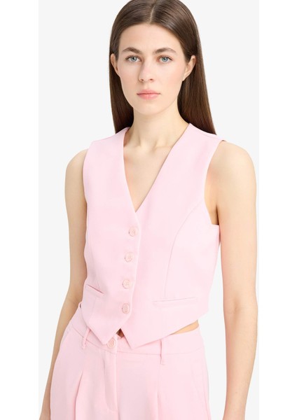 Regular Fit V Yaka Krep Blazer Yelek E8597AX25SP