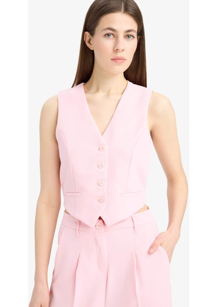 Regular Fit V Yaka Krep Blazer Yelek E8597AX25SP