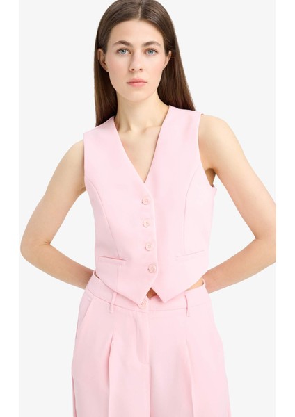 Regular Fit V Yaka Krep Blazer Yelek E8597AX25SP