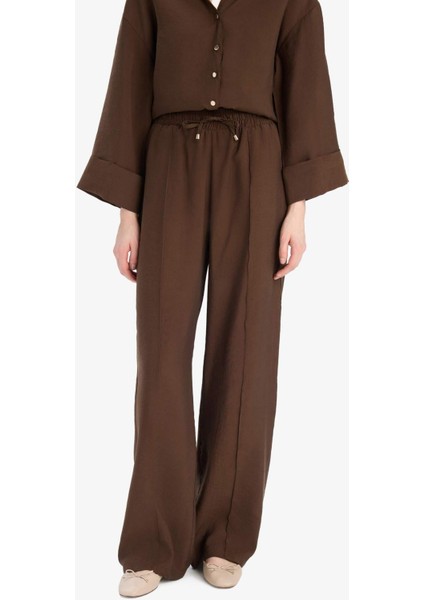 Wide Leg Modal Kumaş Palazzo Pantolon Yüksek Bel Düz Paça Geniş Paça E8235AX25SM