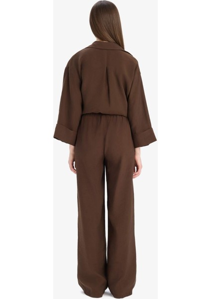 Wide Leg Modal Kumaş Palazzo Pantolon Yüksek Bel Düz Paça Geniş Paça E8235AX25SM