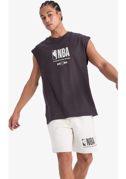 NBA Wordmark Oversize Geniş Kalıp Bisiklet Yaka Atlet E2750AX25SM