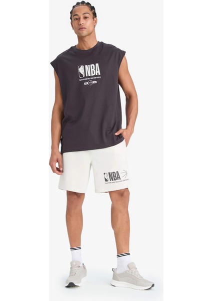 NBA Wordmark Oversize Geniş Kalıp Bisiklet Yaka Atlet E2750AX25SM