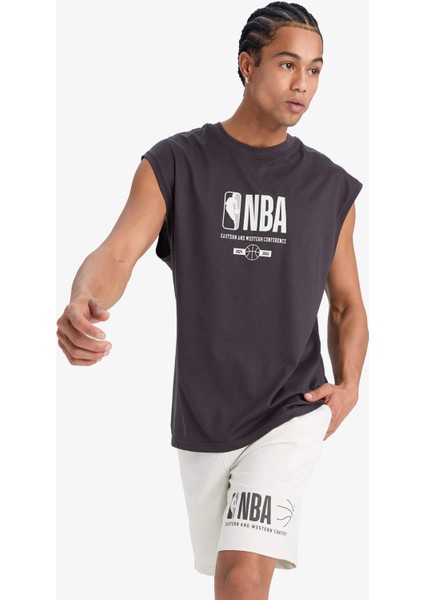 NBA Wordmark Oversize Geniş Kalıp Bisiklet Yaka Atlet E2750AX25SM