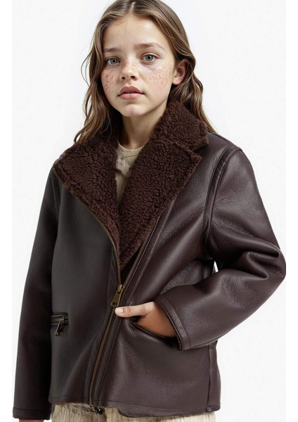 Kız Çocuk Pelüş Astar Fermuarlı Cepli Mont E7964A825AU