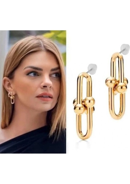 Tfn Model Gold Sallantılı Vip Küpe