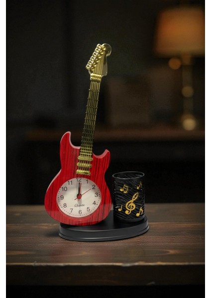 Gitar/keman Tasarımlı Saatli Kalemlik Dekoratif Hediyelik Eşya modelleri