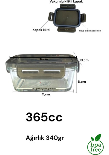 Cam Kahvaltılık Kase Vakumlu Silikonlu Kilit Kapaklı Hava Almaz Cam Saklama Kabı 365CC 2 Adet fırsatları