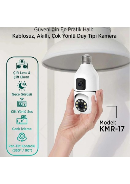 Iç Mekan Güvenlik Kamerası 1080P Full Hd – Duya Takılan Akıllı Çift Lensli Kamera fiyatları