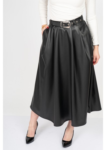 Leathercurve Belted Winter Skirt – 6827 fırsatları