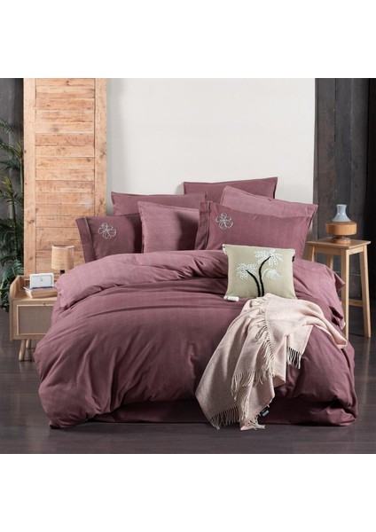 Ederlezi Çift Kişilik %100 Pamuk Flanel (Pazen) Nevresim Takımı Gül Kurusu