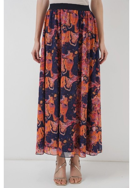 8032 Uzun Şifon Etek - Turuncu fiyatları