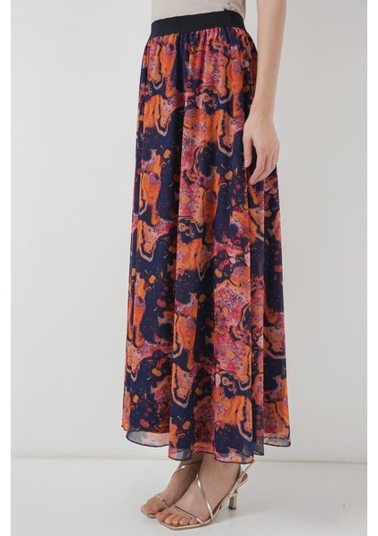 8032 Uzun Şifon Etek - Turuncu fırsatları