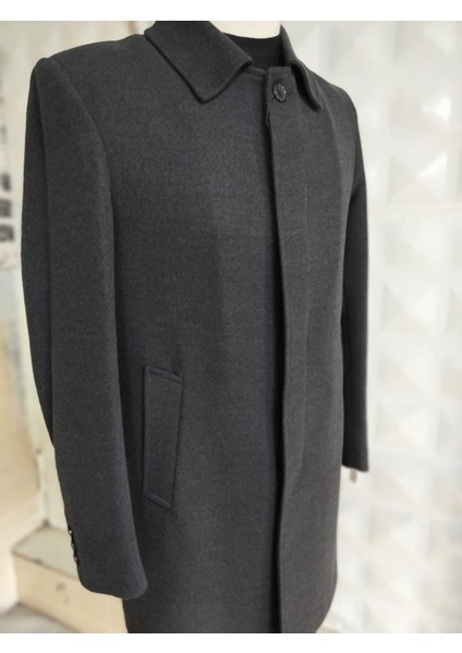 Gömlekyaka Supatlı Kaşe Kumaş Erkek Palto