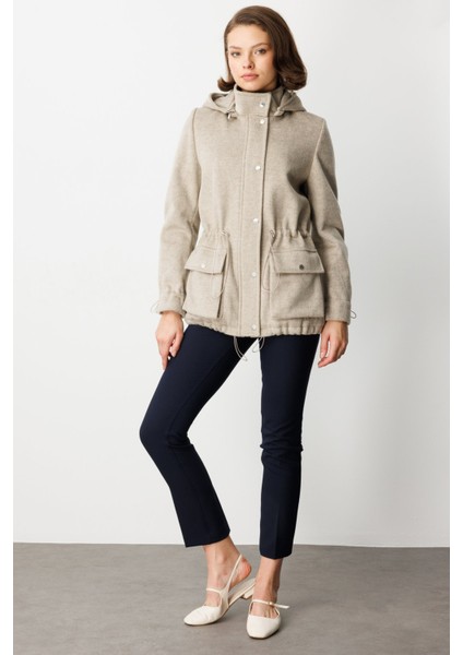 Kapüşonlu Kapak Cepli Kaşe Mont 6041-26K fırsatları