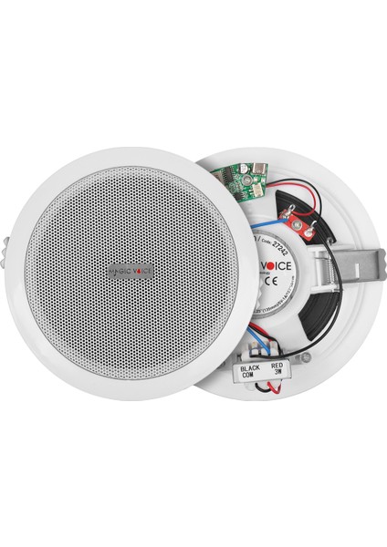 Magicvoice TPI-350 5 Inç 13.5 cm Hat Trafolu Alçıpan Asma Tavan Tipi Hoparlör Mağaza Kolon 6W Rms Mp3 USB Uyumlu Beyaz