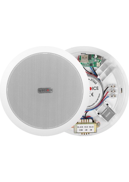 Magicvoice TPI-351 6 Inç 16 cm Hat Trafolu Alçıpan Asma Tavan Tipi Hoparlör Mağaza Kolon 6W Rms Mp3 USB Uyumlu Beyaz