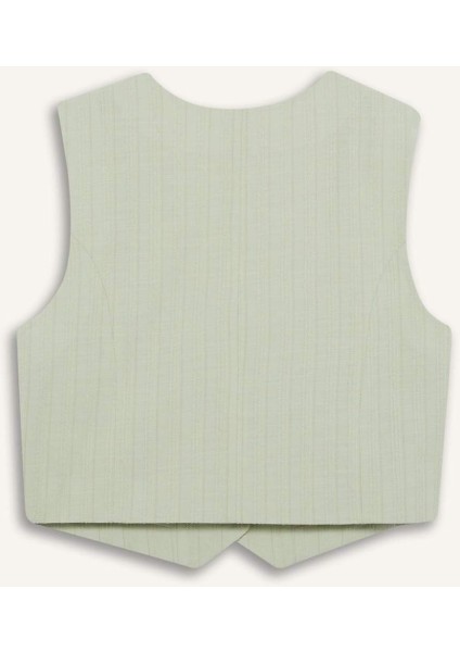 Regular Fit V Yaka Keten Karışımlı Blazer Yelek D3474AX25SP