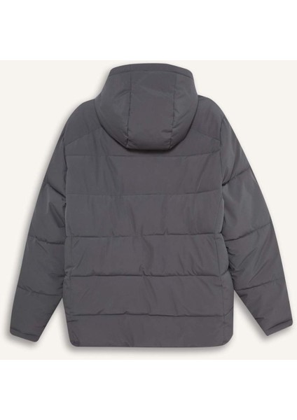 Fit Su İtici Rüzgar Geçirmez Regular Fit Kapüşonlu Fermuarlı Cepli Kışlık Mont