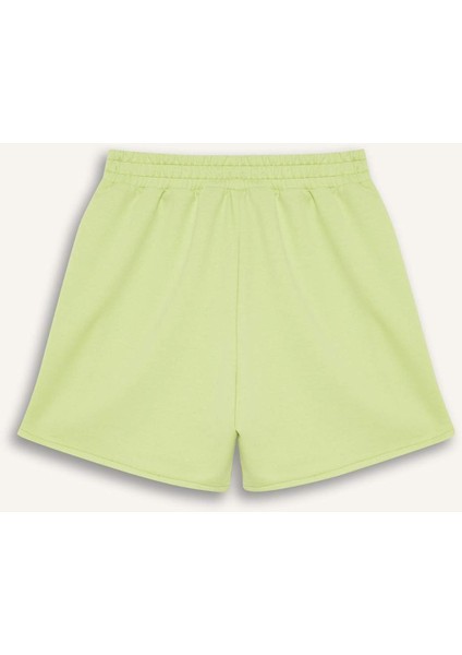 Kız Çocuk Beli Lastikli Baskılı Şort