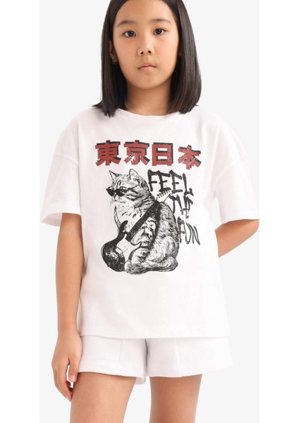 Kız Çocuk Beli Lastikli Basic Düz Şort E6589A825HS