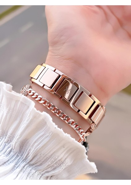 Çelik Kordon 30 mt Suya Dayanıklı Kadın Kol Saati+Bileklik BF.GF.10821.5 fırsatları