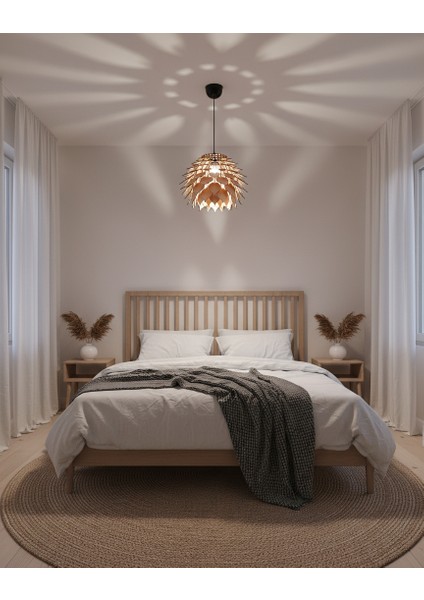 Tekli Ahşap Kozalak Sarkıt Avize modelleri