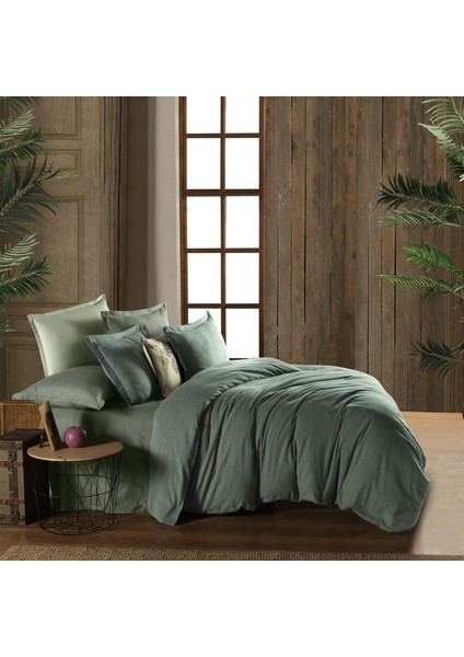 Luss Flanel Prime Collection Çift Kişilik Nevresim Takımı Yeşil