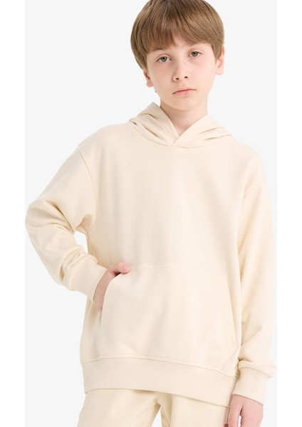 Erkek Çocuk Basic Düz Kapüşonlu Okul Sweatshirt E9558A825AU