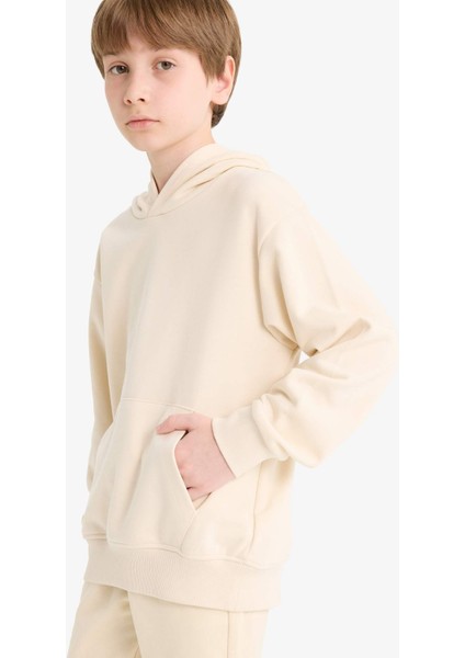 Erkek Çocuk Basic Düz Kapüşonlu Okul Sweatshirt E9558A825AU