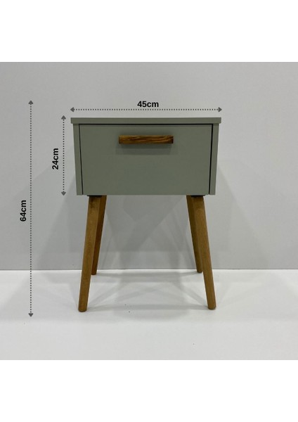 Zeta Komodin Kapaklı, Kül Yeşil Renk, Ahşap Ayaklı, Sehpa fiyatları