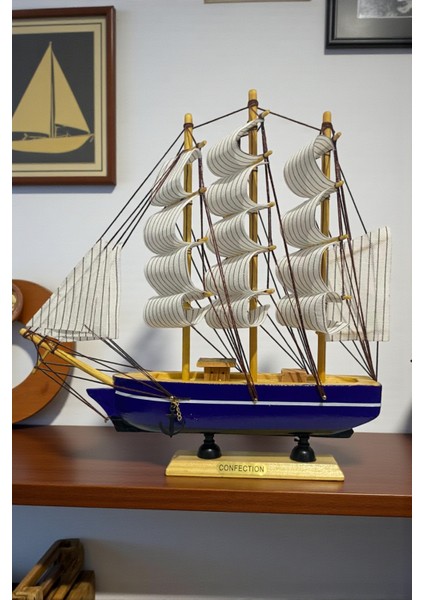 Ahşap Gemi Modeli Dekoratif Hediyelik Eşya