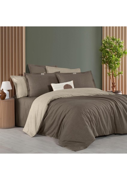 Solo Tone Çift Kişilik %100 Pamuk Nevresim Takımı Mocha