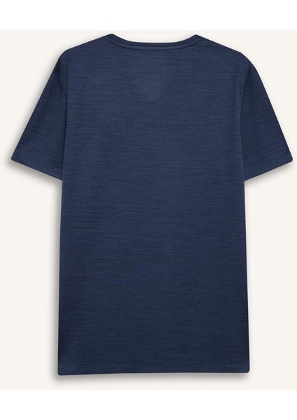 Slim Fit Dar Kesim Hızlı Kuruyan Nefes Alabilen Esnek Kumaş Bisiklet Yaka Sporcu Kısa Kollu Tişört E9319AX25AU