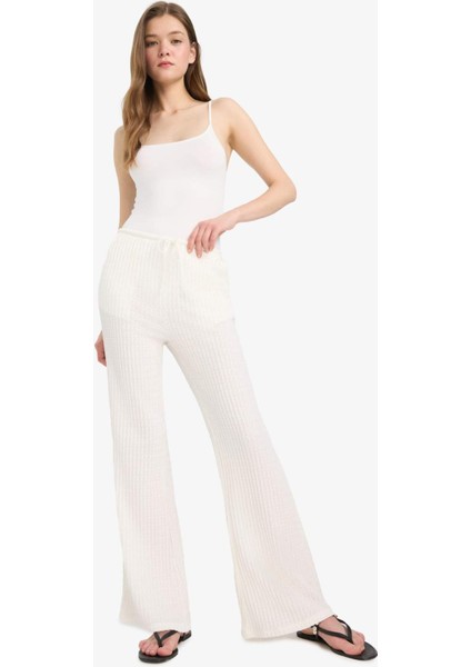 Flare Fit Beli Lastikli Bürümcük Pantolon E9942AX25SM