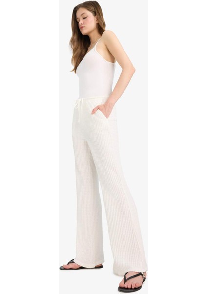 Flare Fit Beli Lastikli Bürümcük Pantolon E9942AX25SM