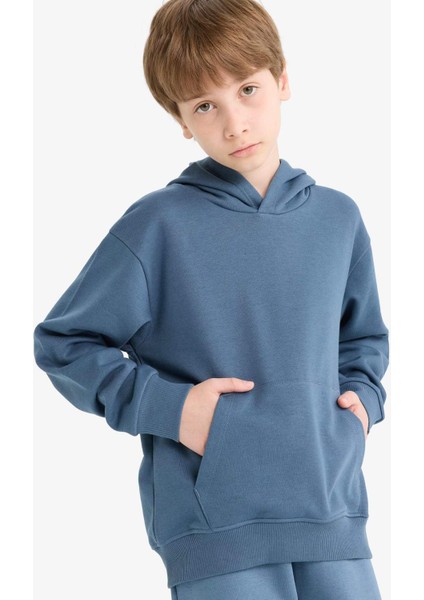 Erkek Çocuk Basic Düz Kapüşonlu Okul Sweatshirt E9558A825AU