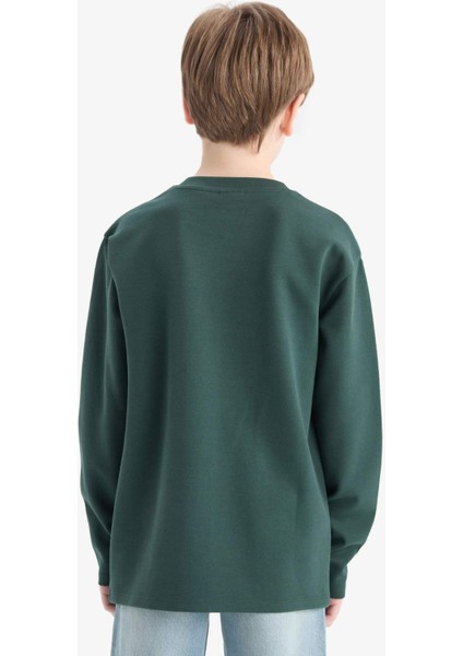 Erkek Çocuk Bisiklet Yaka Basic Düz Uzun Kollu Okul Tişörtü E9661A825AU