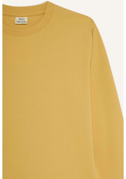 Erkek Çocuk Bisiklet Yaka Basic Düz Uzun Kollu Okul Tişörtü