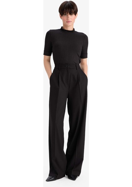 Regular Fit Yarım Balıkçı Yaka Fitilli Kaşkorse Kısa Kollu Tişört B1177AX25AU