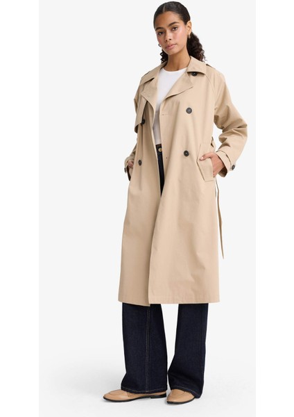 Regular Fit Pamuklu Kemerli Uzun Trençkot