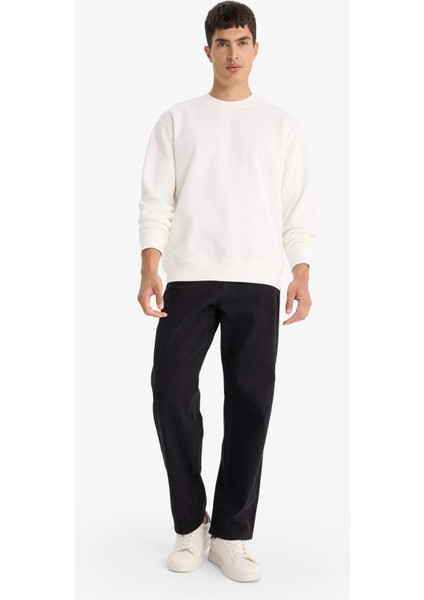 Relax Fit Bisiklet Yaka Kalın İçi Yumuşak Tüylü Basic Düz Sweatshirt T5139AZ25AU