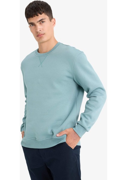 Regular Fit Bisiklet Yaka Basic Düz Kalın Sweatshirt T3777AZ25AU