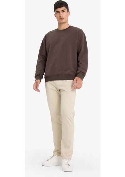 Relax Fit Bisiklet Yaka Kalın İçi Yumuşak Tüylü Basic Düz Sweatshirt T5139AZ25AU