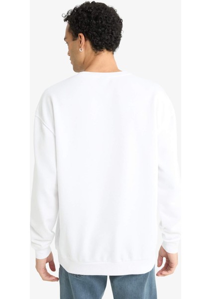 Boxy Fit Bisiklet Yaka Baskılı Sweatshirt E9331AX25AU