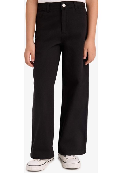 Kız Çocuk Wide Leg Geniş Paça Pamuklu Okul Pantolonu