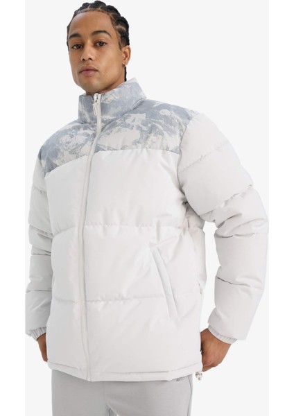 Fit Su İtici Oversize Geniş Kalıp Fermuarlı Rüzgar Geçirmez Şişme Mont